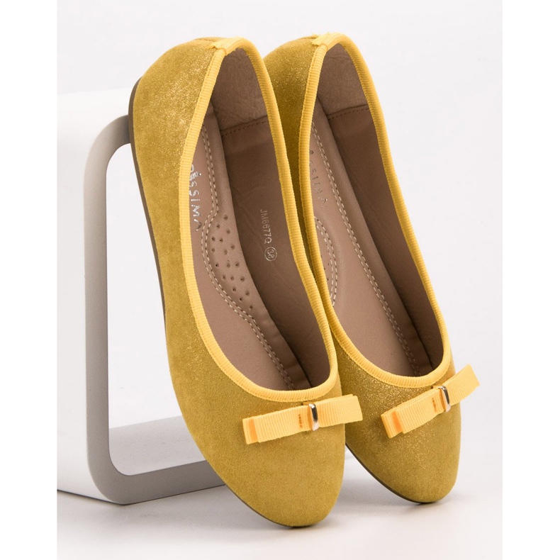 GUAPISSIMA Balerini cu sclipici galben 1