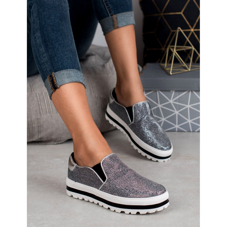 SHELOVET Slipons ușori pe platformă negru gri 1