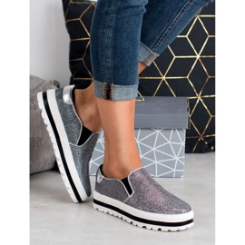 SHELOVET Slipons ușori pe platformă negru gri 2