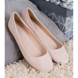 Small Swan Balerini din piele intoarsa bej 1