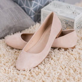 Small Swan Balerini din piele intoarsa bej 2