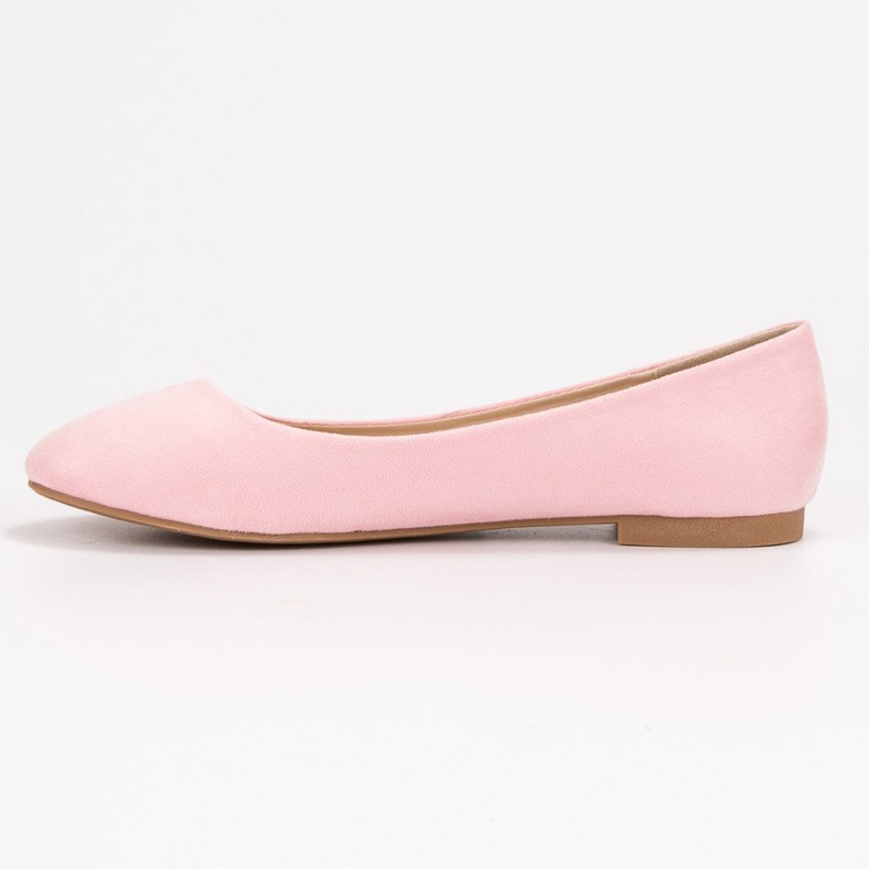 Small Swan Balerini din piele de căprioară roz 1