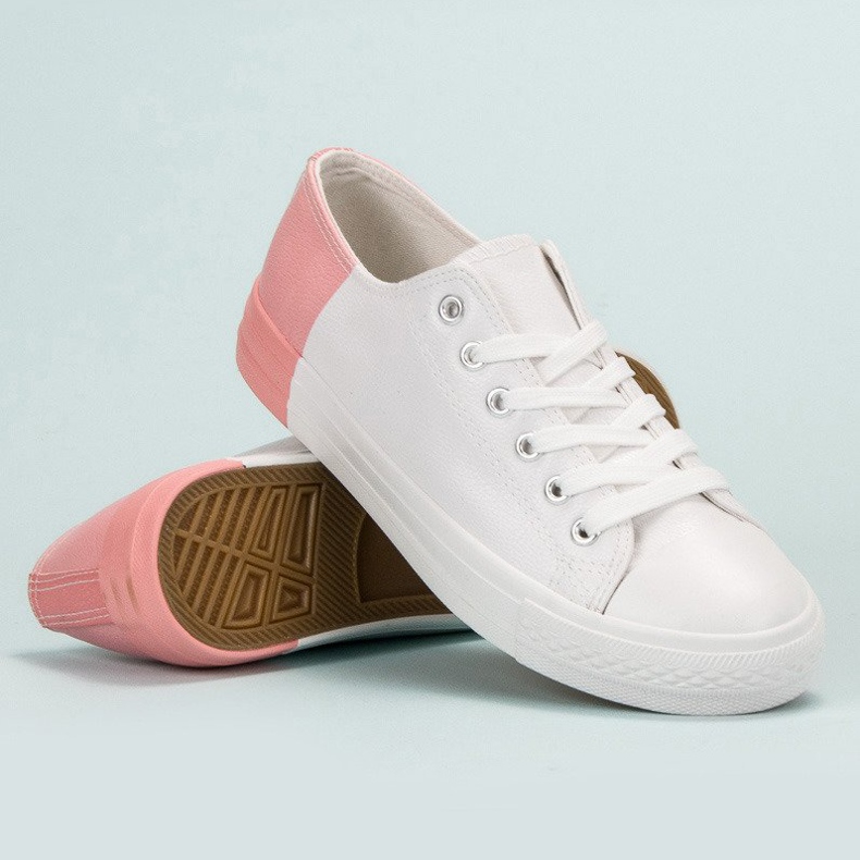 SHELOVET Adidași cu piele ecologică alb 2