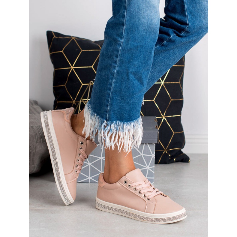 SDS Pantofi sport cu zirconiu cubic roz 1