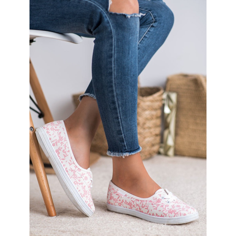 Adidași cu model VICES alb roz 2