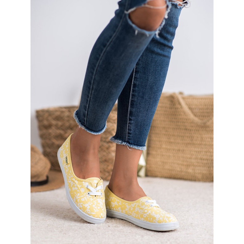 Adidași cu model VICES alb galben 2