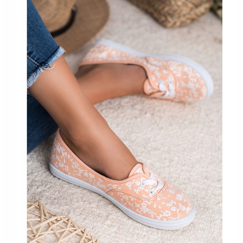 Adidași cu model VICES alb portocale 2