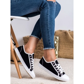 SHELOVET Adidași scăpați pentru femei alb negru 1 SHELOVET Adidași scăpați pentru femei alb negru 1