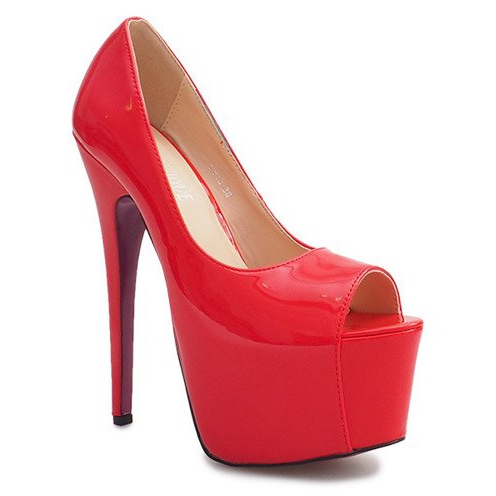 Știfturi înalte lacate pe platforma roșie D913 roșu 1