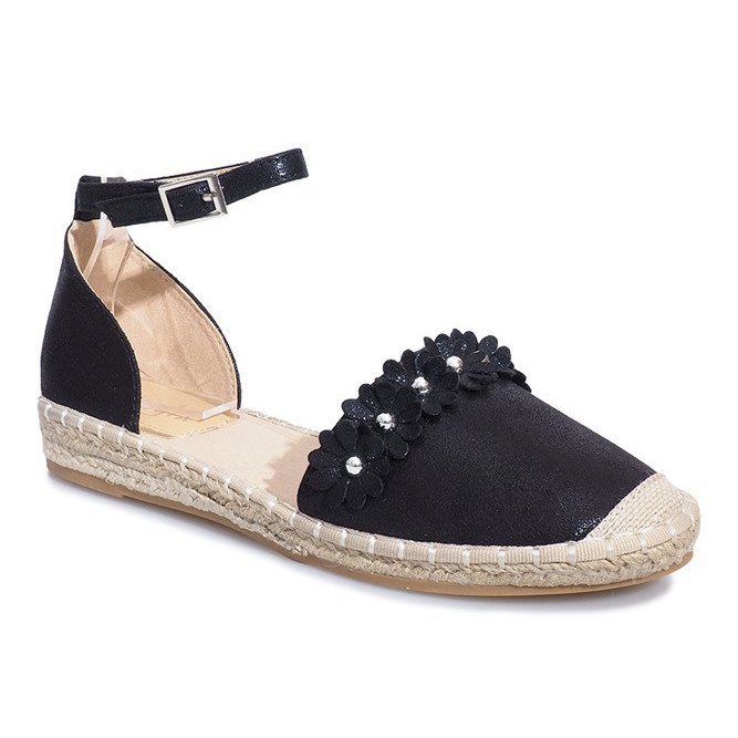 Espadrile negre cu flori Favara negru 1