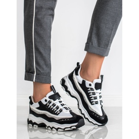 Small Swan Adidași cu sclipici alb negru 1