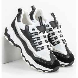 Small Swan Adidași cu sclipici alb negru 2