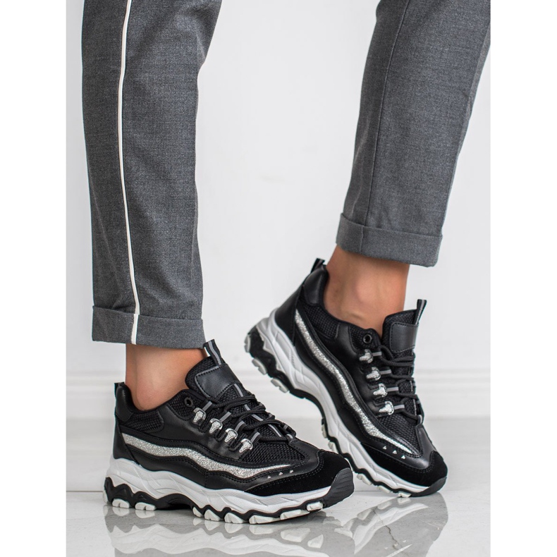 Small Swan Adidași cu sclipici negru 1