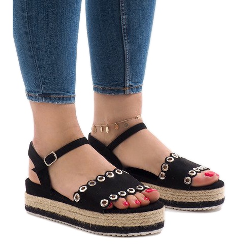 Sandale negre pe platforma 99-46 negru 1