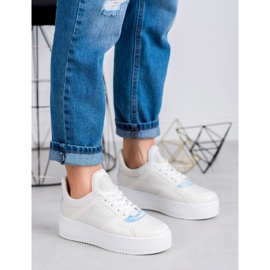 Ideal Shoes Adidași cu sclipici alb 2