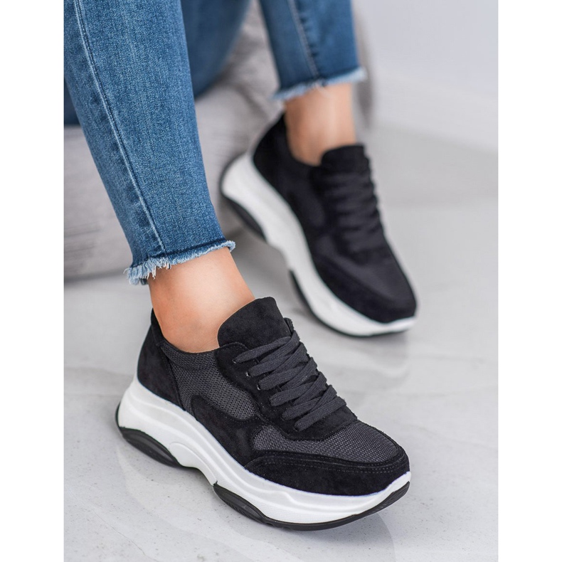 Ideal Shoes Adidași negri ușori negru 2