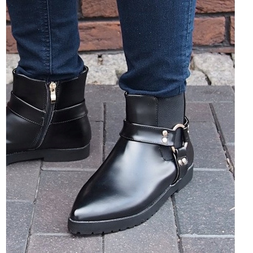 Cizme elegante calde cu cataramă HW14 Negru 1