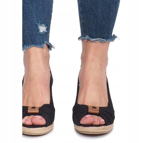 Sandale cu toc de espadrile Zoe negre negru 1