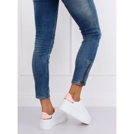 Adidași pe talpă înaltă albă și roz B0-31 ALB / ROSU 1