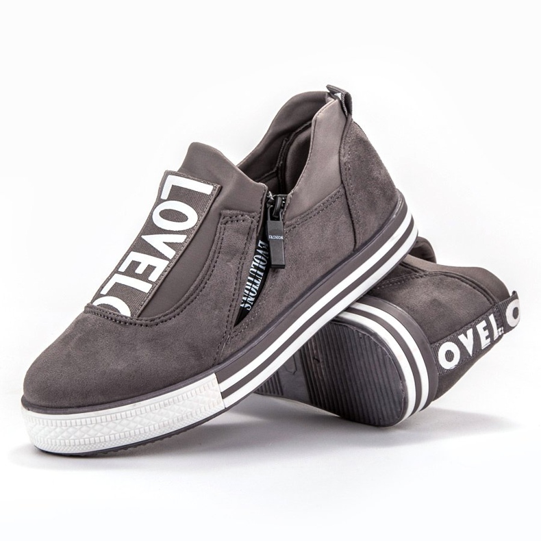 SHELOVET Pantofi sport Love Suede gri 2