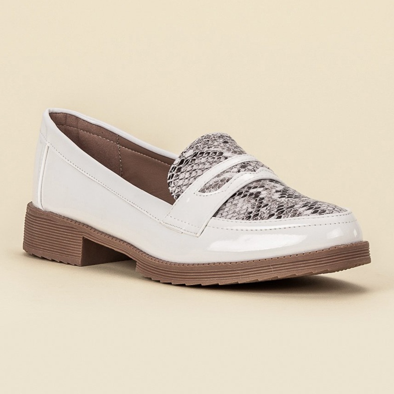 Bestelle Mocasini lăcuți alb maro 1