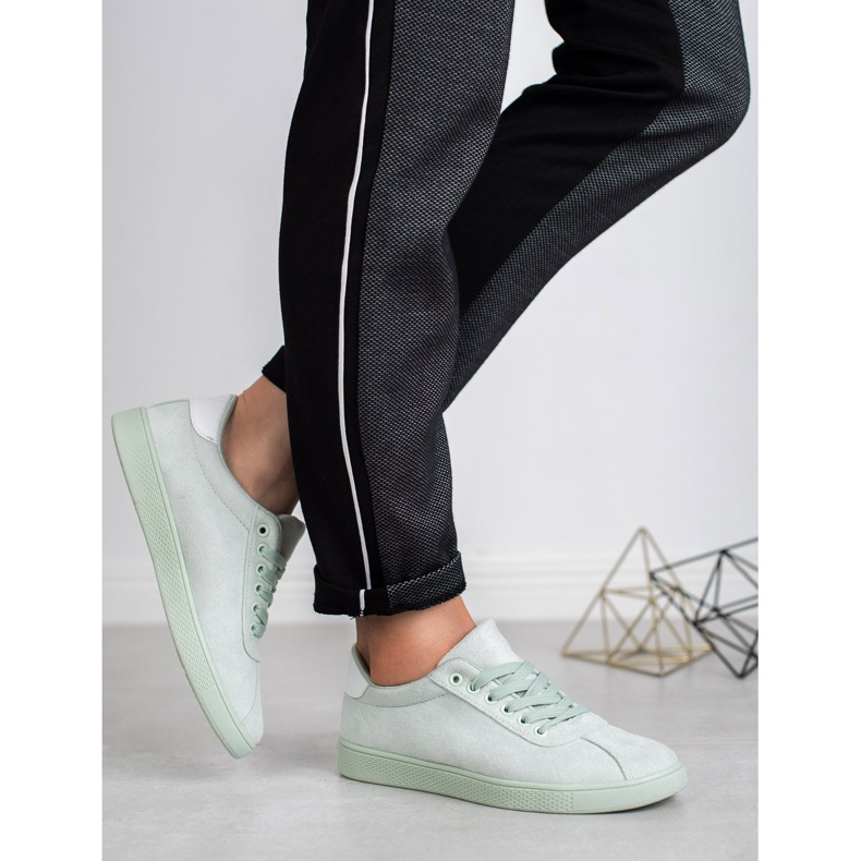 Ideal Shoes Pantofi cu șireturi de menta verde 2