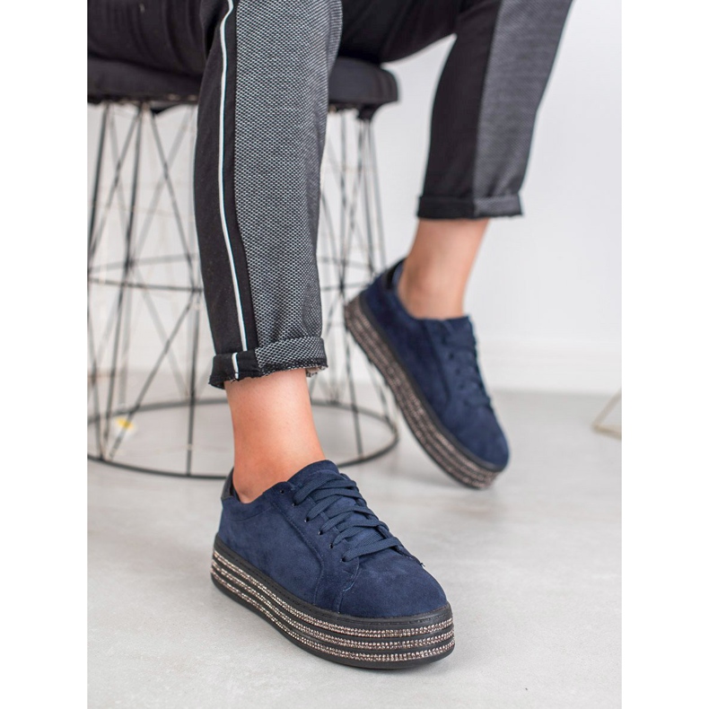 Bestelle Pantofi sport din piele de căprioară albastru marin 1