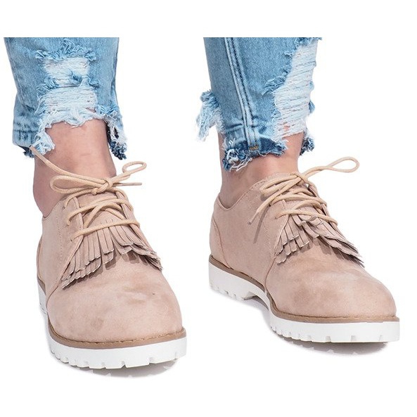 Mocasini bej cu franjuri dure zdrobitoare 1