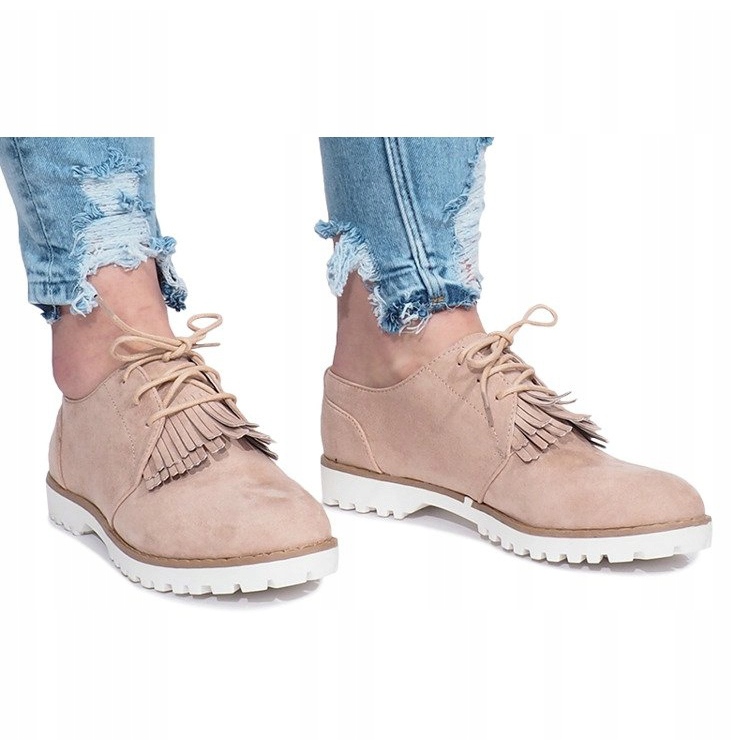 Mocasini bej cu franjuri dure zdrobitoare 2