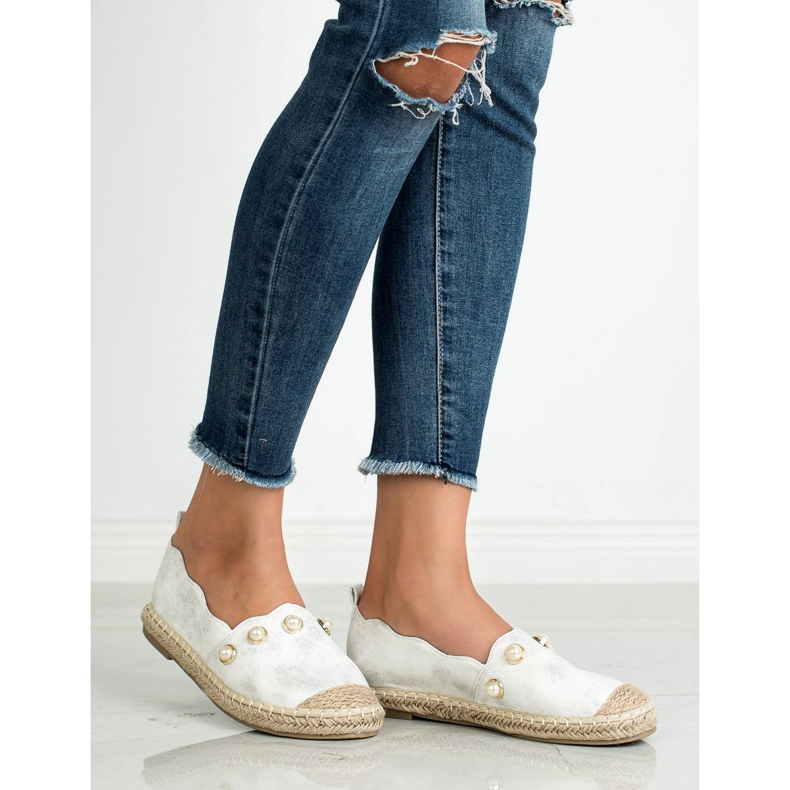 SHELOVET Espadrile Cu Perle gri 2 SHELOVET Espadrile Cu Perle gri 2