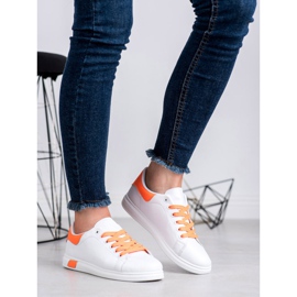 Ideal Shoes Pantofi sport pentru femei alb portocale 1