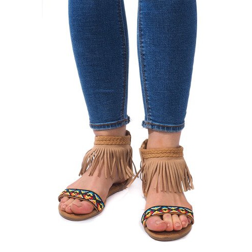 Sandale Boho 3-2 din piele cămilă bej 2