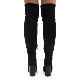 Cizme din piele de căprioară pe un post SU-2730 Negru 1 Cizme din piele de căprioară pe un post SU-2730 Negru 1