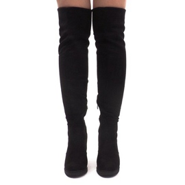 Cizme din piele de căprioară pe un post SU-2730 Negru 2 Cizme din piele de căprioară pe un post SU-2730 Negru 2