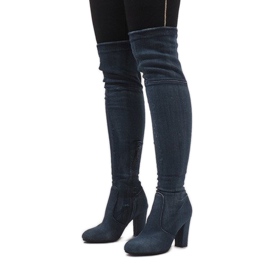 Cizme din denim albastre distressed BH71-HB albastru 1