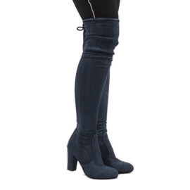 Cizme din denim albastre distressed BH71-HB albastru 2