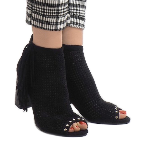 Cizme boho negre calate AF-9 negru 2