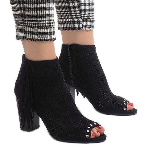 Cizme boho negre calate AF-9 negru 1