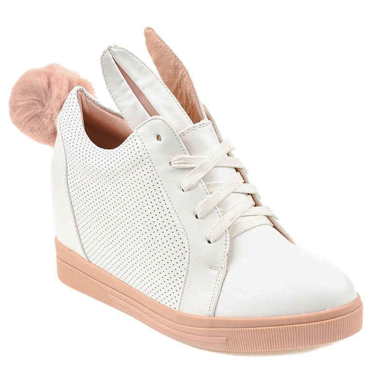 Adidași albi pe iepurașii cu pană H6211-9 1