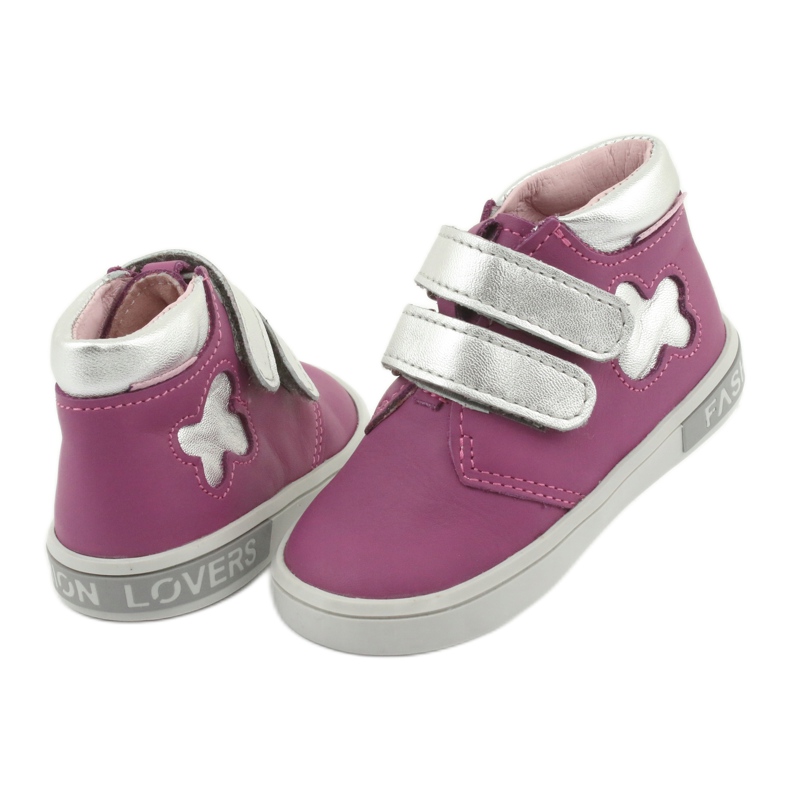Botine Mazurek Velcro roz gri 4