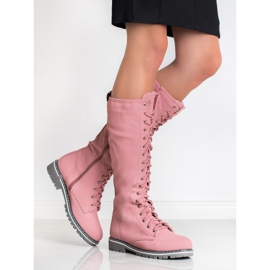 Seastar Cizme dantelate pentru femei roz 2 Seastar Cizme dantelate pentru femei roz 2