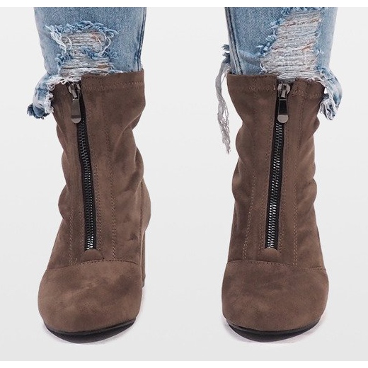 Cizme din piele de căprioară kaki cu fermoar FOZ-01 multicolor verde 1 Cizme din piele de căprioară kaki cu fermoar FOZ-01 multicolor verde 1