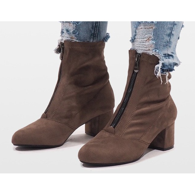 Cizme din piele de căprioară kaki cu fermoar FOZ-01 multicolor verde 2 Cizme din piele de căprioară kaki cu fermoar FOZ-01 multicolor verde 2