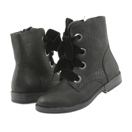 Cizme cu șiret negru HFN-5505 Negru 3
