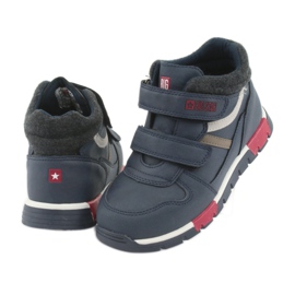 Pantofi sport velcro Big Star 374065 bleumarin alb roșu albastru marin 4