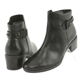 Cizme de piele pentru femei Caprice cu știfturi 25433 Negru 3