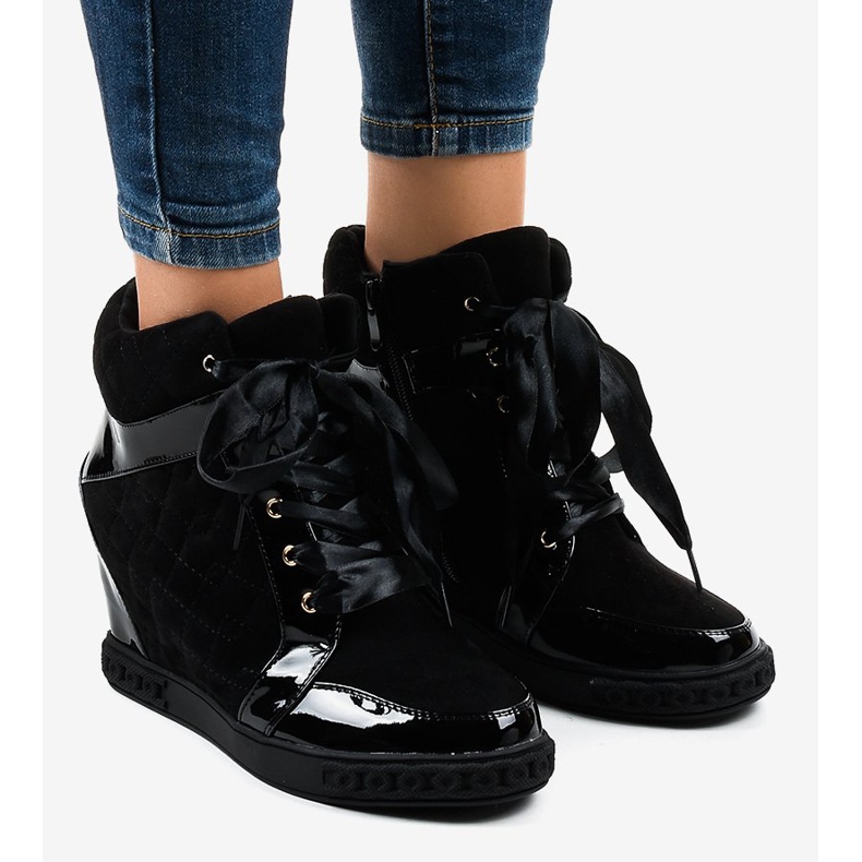 Adidași negri cu toc negru la modă KLS-109-3 1