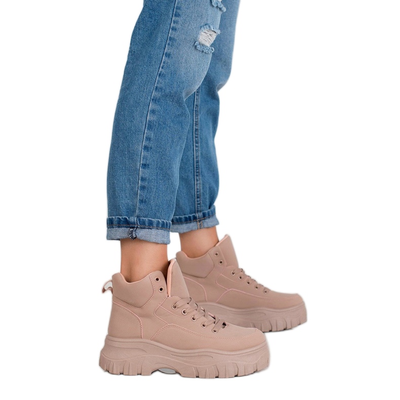 Kylie Încălțăminte cu dantelă pe platformă roz 1