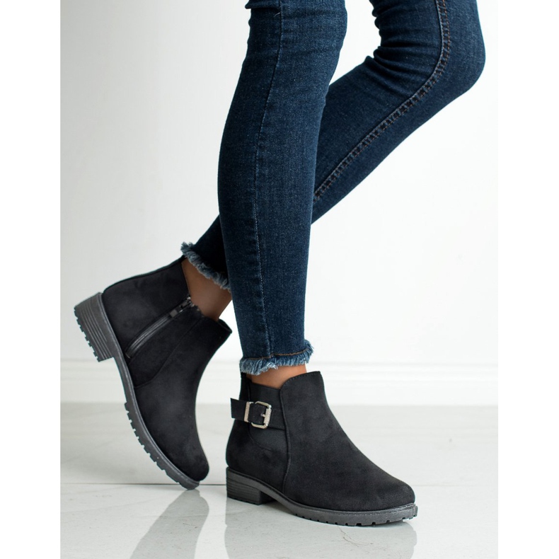 SHELOVET Ghete din piele de căprioară negru 2