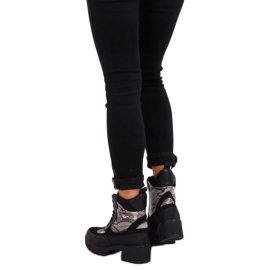 Cizme negre pentru femei negre 99-58 Piele de șarpe negru 1 Cizme negre pentru femei negre 99-58 Piele de șarpe negru 1